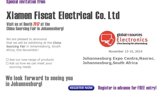 Fiscat osaleb Lõuna-Aafrikas Johannesburgis Global Source Electronics 11.-19. novembril 2014